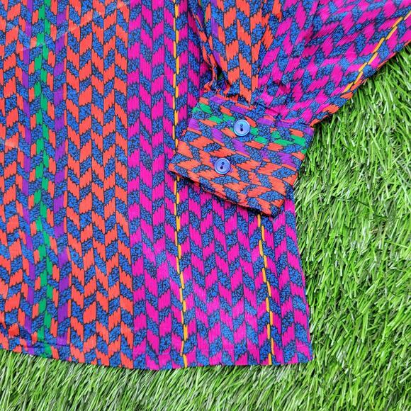 Vintage 90s MOD HIppie Button Shirt Womens Medium 22x24 Purple - Picture 8 of 12